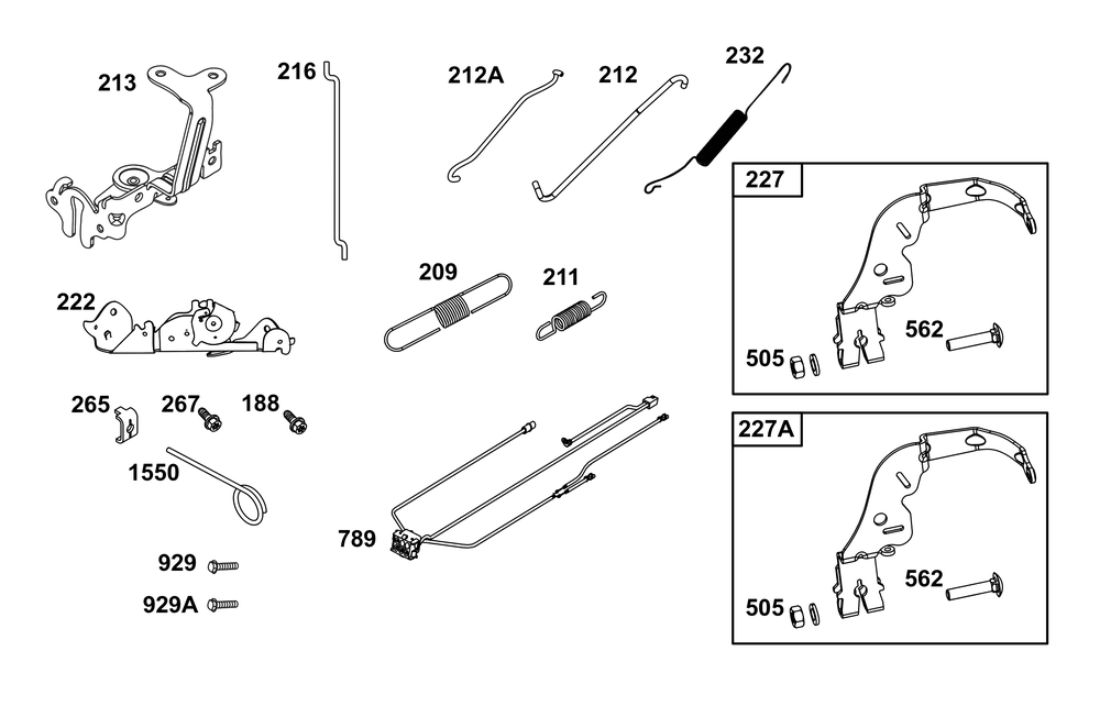Controls Group Diagram and Parts List for 44C777-0012-G1 400000 - 699999 Briggs and Stratton Engine